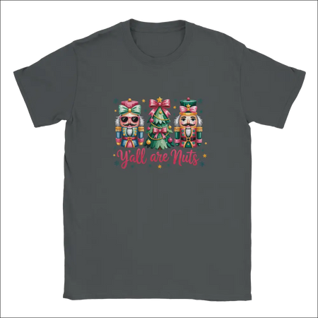 Y’all Are Nuts Christmas unisex crewneck t-shirt with nutcracker tree design