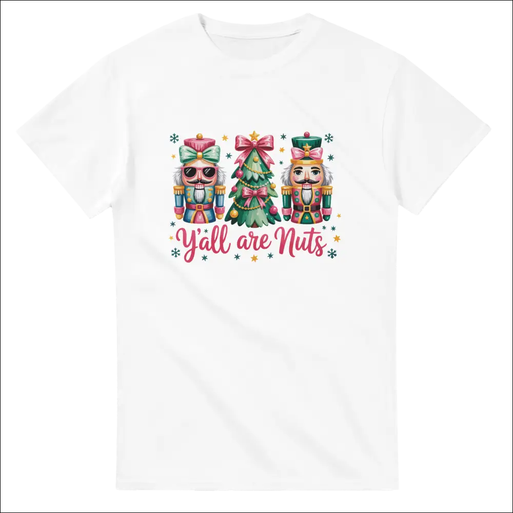 White cotton Y’all Are Nuts nutcracker Christmas t-shirt