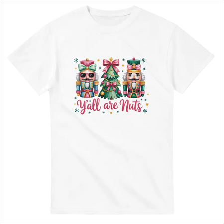White cotton Y’all Are Nuts nutcracker Christmas t-shirt