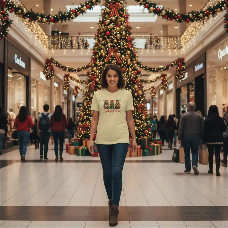 Y’all Are Nuts Christmas t-shirt with mistletoe owls design